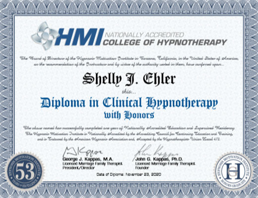 Diploma in Clinical Hypnotherapy Honors Graduate